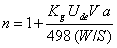 n = 1 + KgUdeV a / 498(W/S)